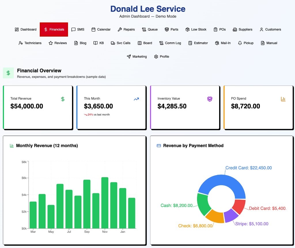 The repair management app Donnie built on Hercules to run booking, invoicing, payments, and technician dispatch
